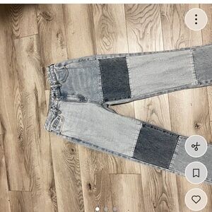 PacSun High Rise Patchwork Jeans - Black and Gray